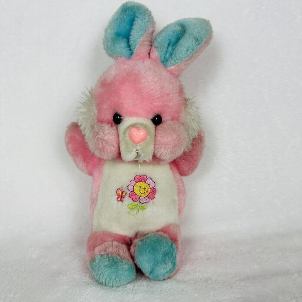 Bunny Hopalong Gang Vintage 80s Plush Stuffed Animal Toy Doll Pink Easter Rabbit